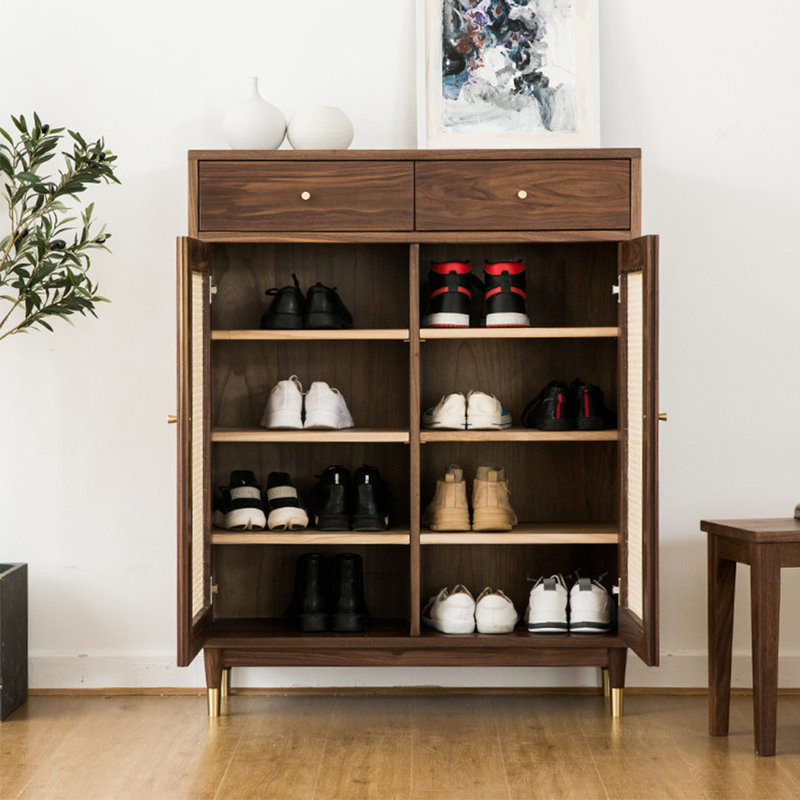 Retro High Quality Storage Shoe Cabinet, Dark Brown