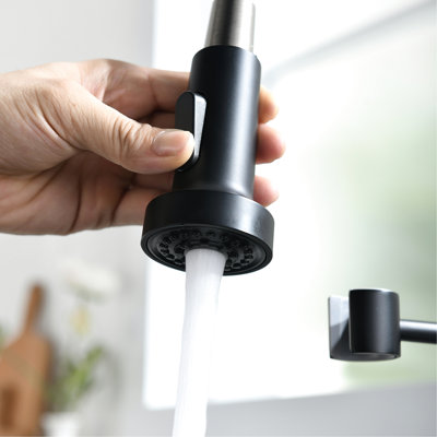 Robinet de cuisine rétractable - Matériau laiton, finition noire et argentée, sortie d'eau multifonctionnelle, fonction de mélangeur d'évier moderne stable, remplisseur en céramique, pivot de 360 degrés