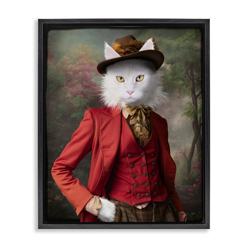 «Colonial Classic Cat Portrait» par Karen Burke, Cadre flottant noir de jais, H 21 po x l 17 po