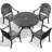 Cast Aluminum Outdoor Table And Chairs - Black With Shock-Absorbing Cushions 5 Patio Supportive-117431941