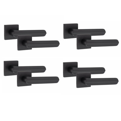 4 Pairs Modern Lima Design Premium Door Handles on Square Rose
