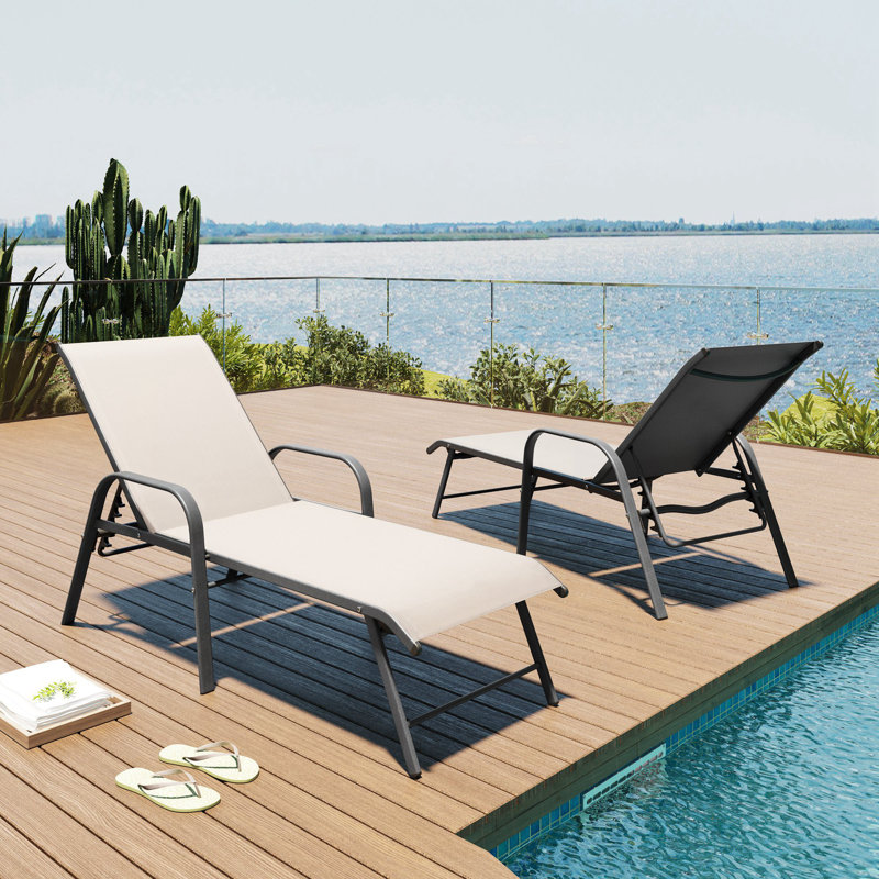 Chaise longue d'extérieur en aluminium Guyden, Beige clair