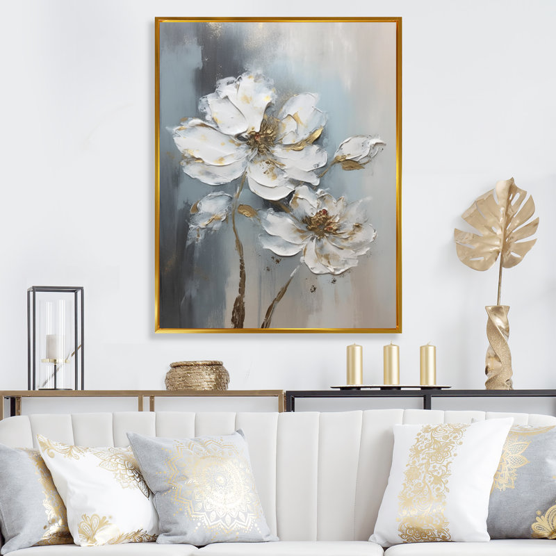 Rudene Melody Of Daisy sur toile, H 20 po x l 12 po x P 1 po, Cadre flottant doré