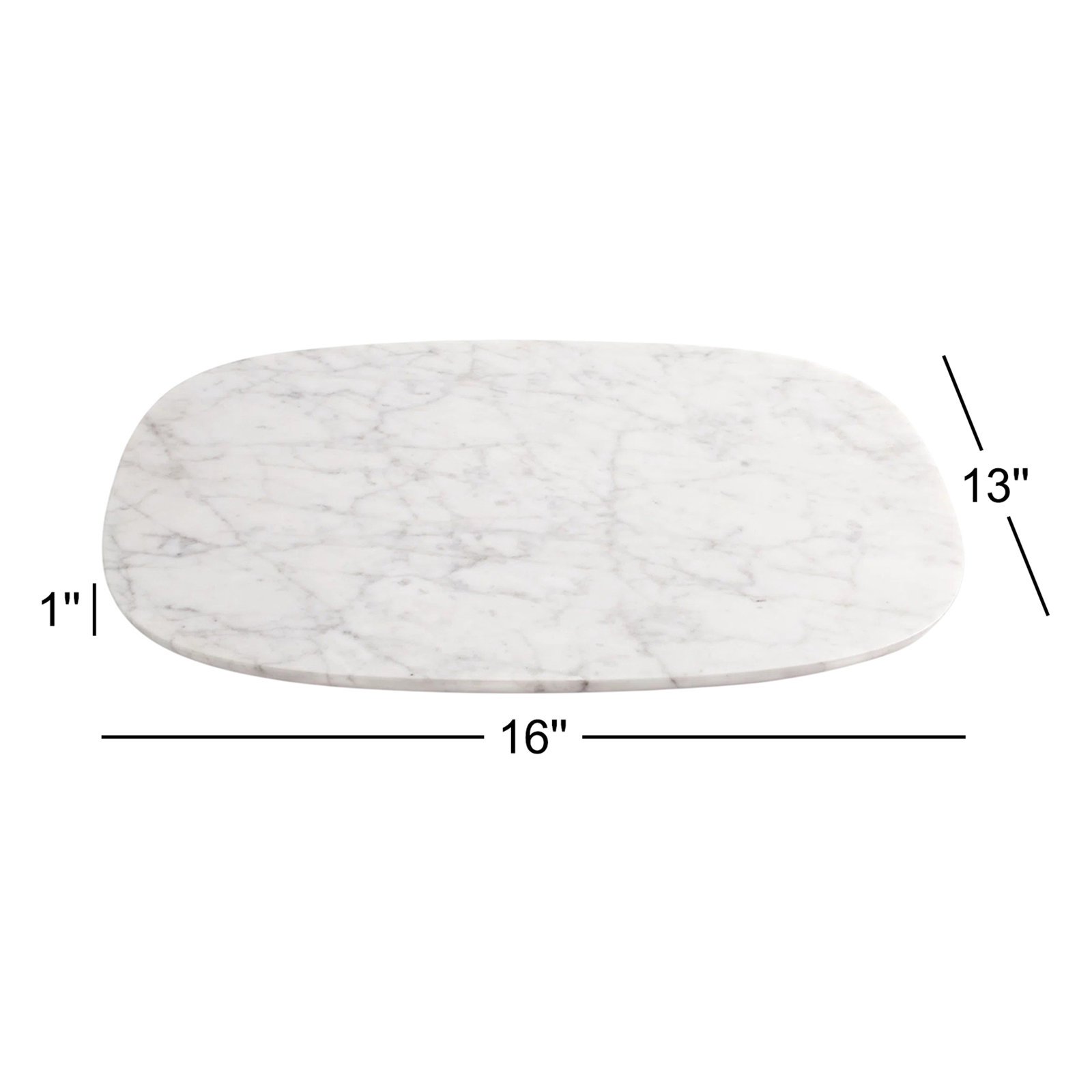 Delicious Modern Marble Tray - Set of 1, 1" H x 16" W x 13" D, White Marble