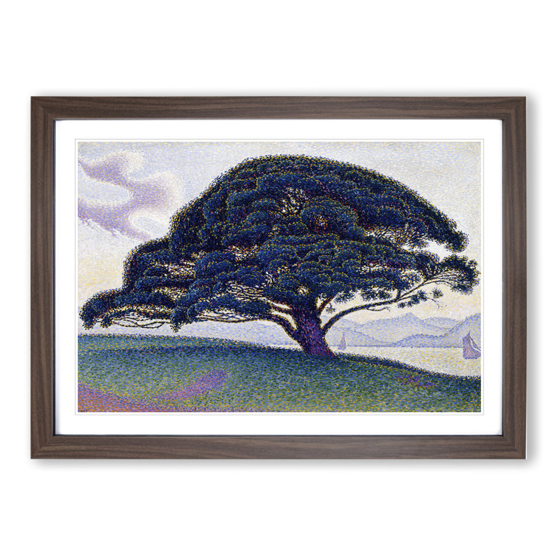 The Bonaventure Pine by Paul Signac - Picture Frame Painting, Walnut Framed, 27cm H x 36cm W x 2cm D