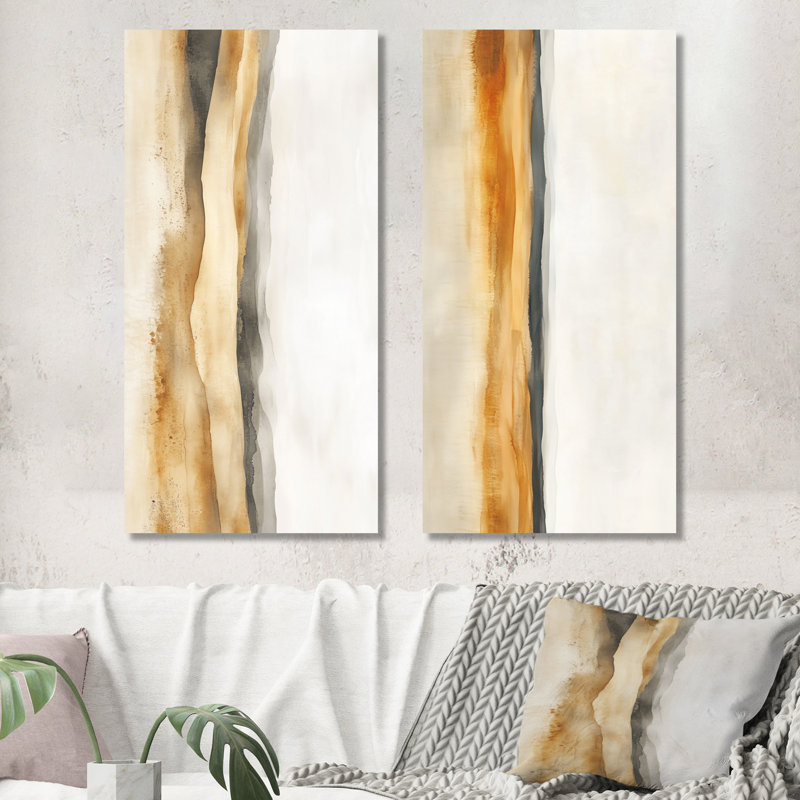 «Neutral Abstract», art mural 2 pièces, superposition de couches abstraites sur le terrain, H 40 po x l 40 po, Toile tendue