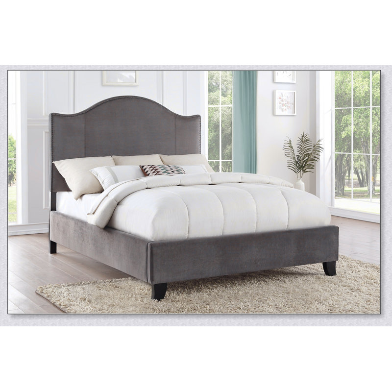 Tête de lit cloutée moderne en velours gris, Double
