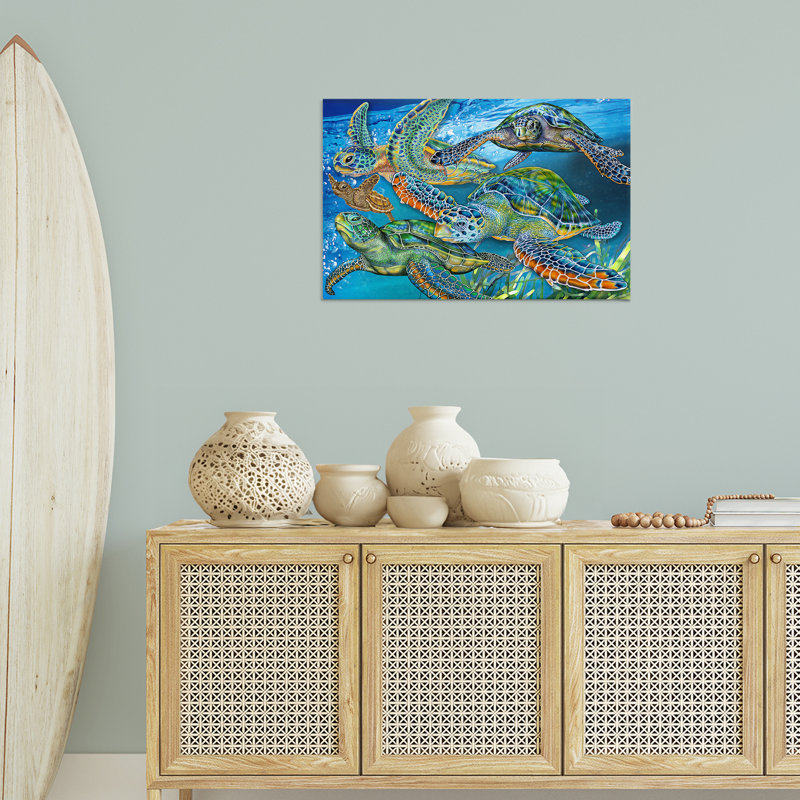 Toile de natation sous-marine Tortoise Family, design par Tim Jeffs, H 20 po x l 30 po