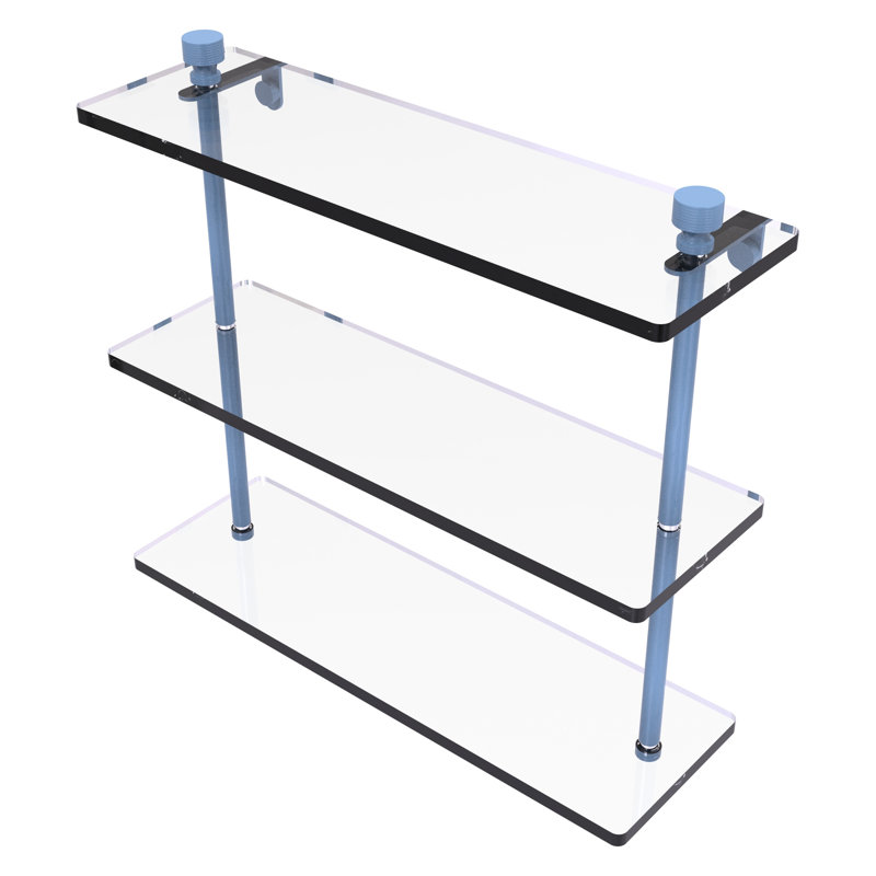Ballenas 3 Piece Tiered Shelf, Flat Troll Blue, 15" H x 16" W x 5" D