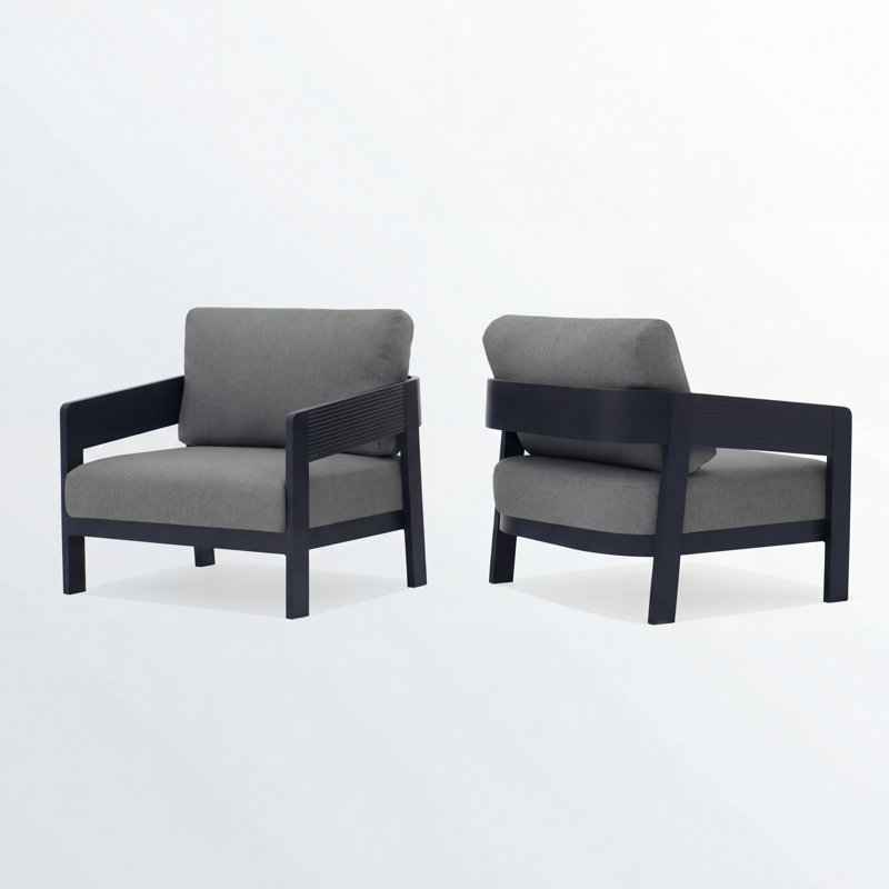Ensemble de chaises de patio d'extérieur 31,1 po en aluminium thermolaqué avec coussins de siège de 5,2 po