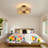 Semi Flush Mount Rattan Ceiling Light Fixture