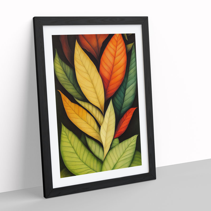 Leaves In Colour No.1 - Single Picture Frame Print, 64cm H x 46cm W x 2cm D, Black