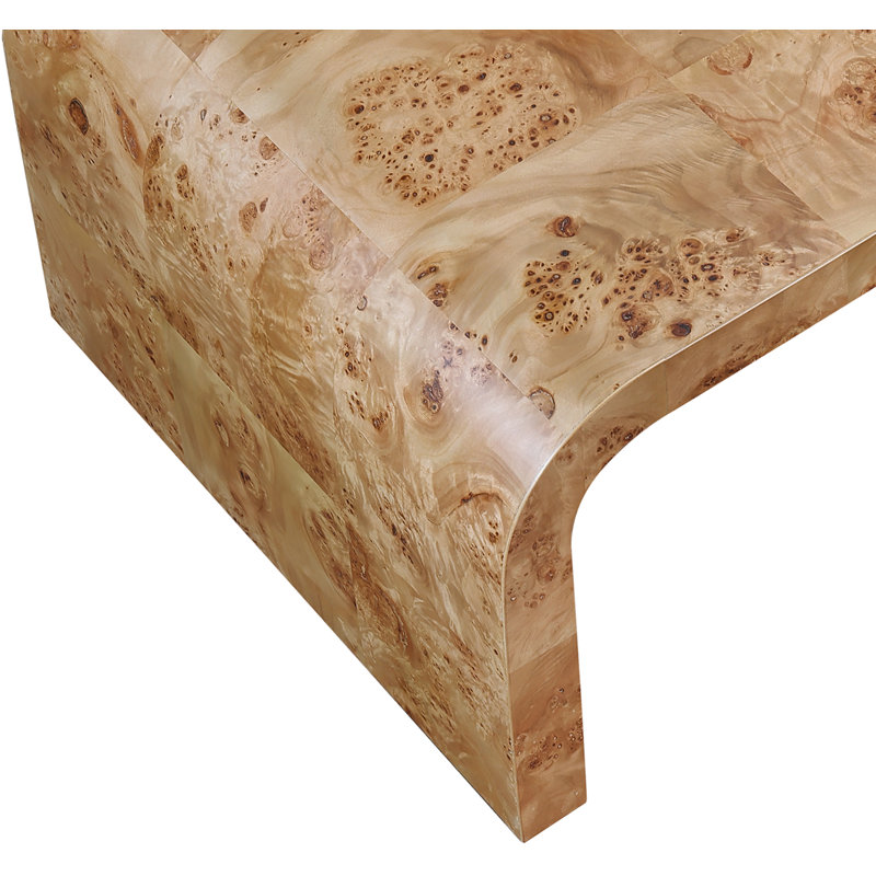 Cresthill Elegant Burl Wood Rectangular Coffee Table in Natural Ash