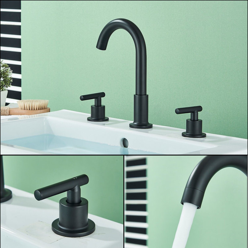 Vessel Sink Faucet 2-handle Bathroom Faucet with Drain Assembly, Matte Black