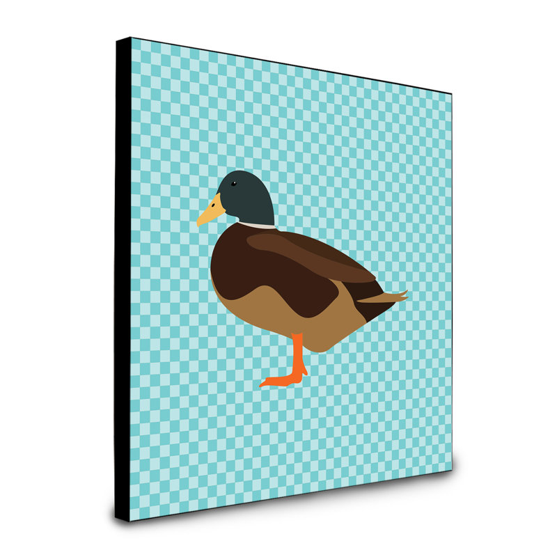 « silver bantam duck check », art encadré Cylburn, bleu
