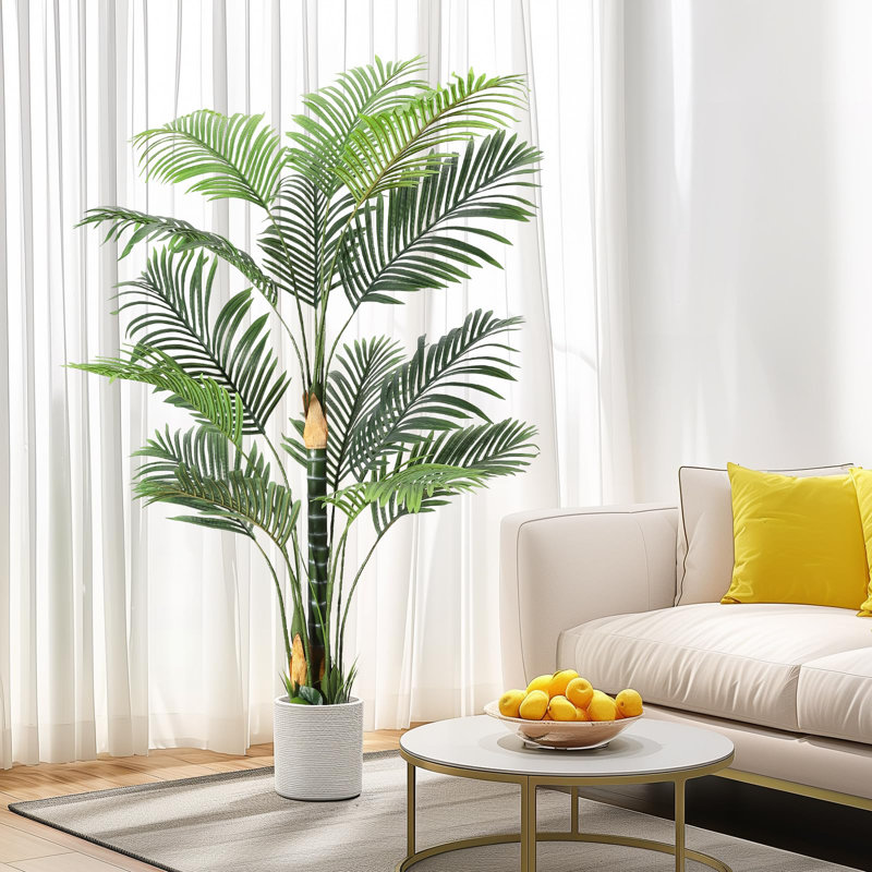 6FT Artificial Palm Tree,Fake Tree With Black Planter