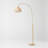 Lark 75 in. Weighted Base LED Arched Standing Floor Lamp with Boho Rattan Shade-110743082