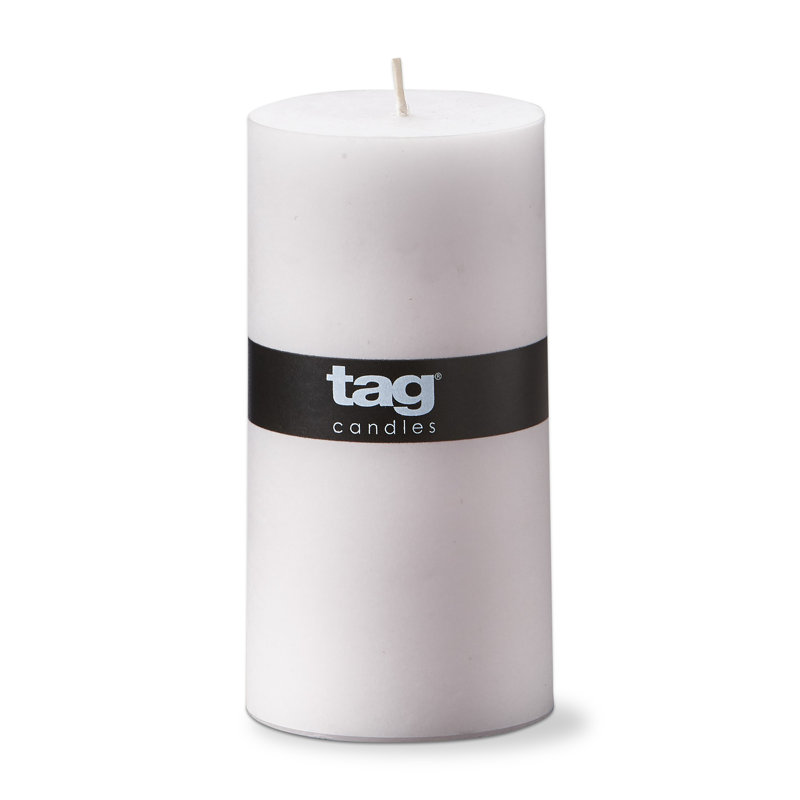 Bougie cylindrique sans parfum, L 6 po x l 3 po, Blanc, 1
