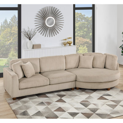 Canapé modulaire en velours côtelé 2 pièces avec 4 coussins décoratifs