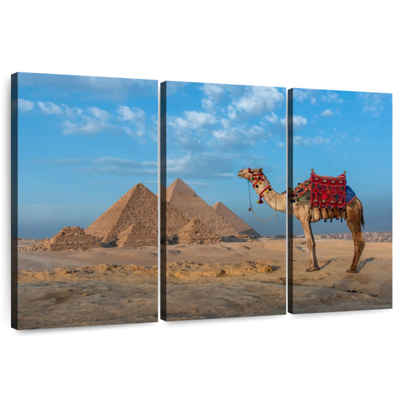 Camel And Egyptian Pyramids, 20" H x 33" W