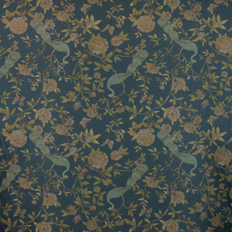 Tissu oiseau de pivoine Prive, Bleu lazuli
