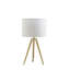 Lampe de table à trépied moderne réglable en laiton / or brillant de 35,5 po à 25,75 po de hauteur pour salon, table de chevet, lampe de chevet pour chambre à coucher, lampe à DEL