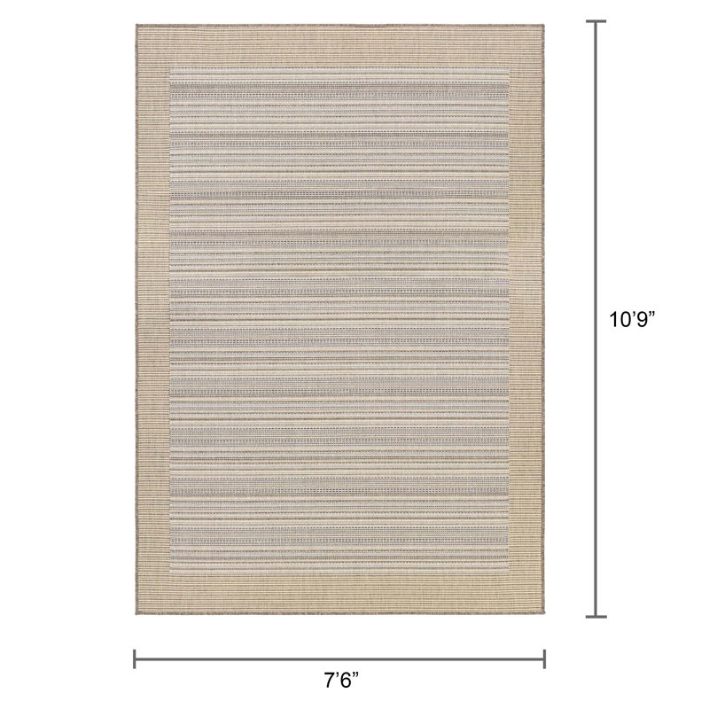 Tapis ivoire naturel à rayures Veun, Rectangle 7 pi 6 po x 10 pi 9 po