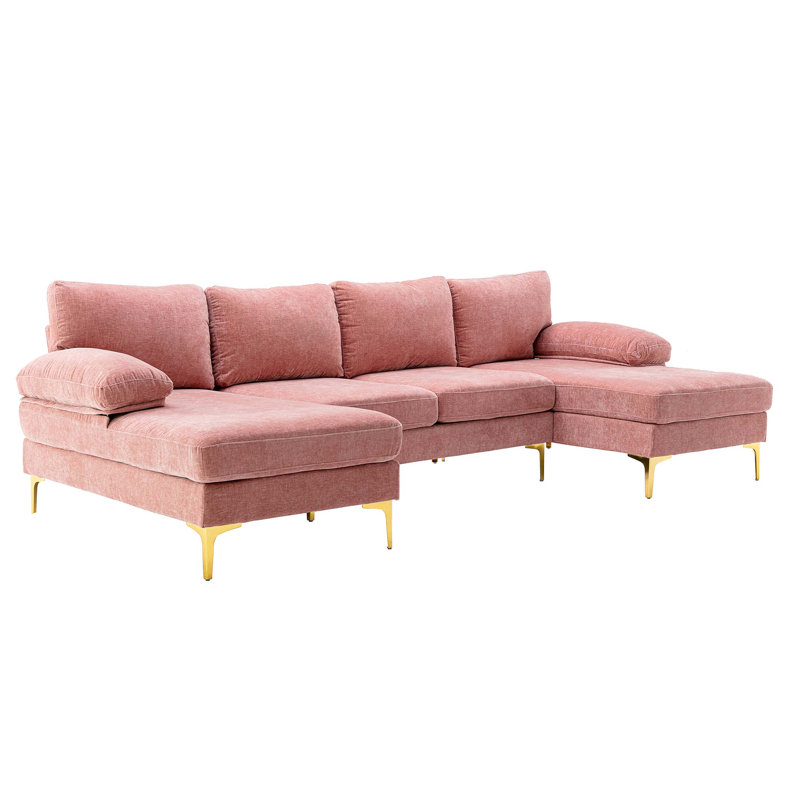 Lorrika 113.4'' Square Arm Sofa, Pink Polyester