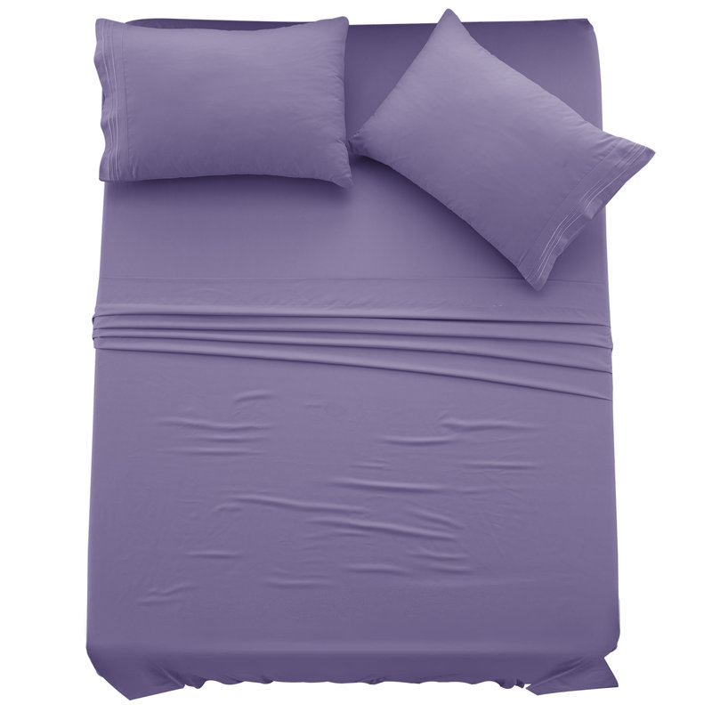 Lux Decor 4-Piece Ultra Soft Microfiber Sheet Set Deep Pocket Fitted Sheet, Wrinkle-Resistant & Easy Care Bedding, Lavender