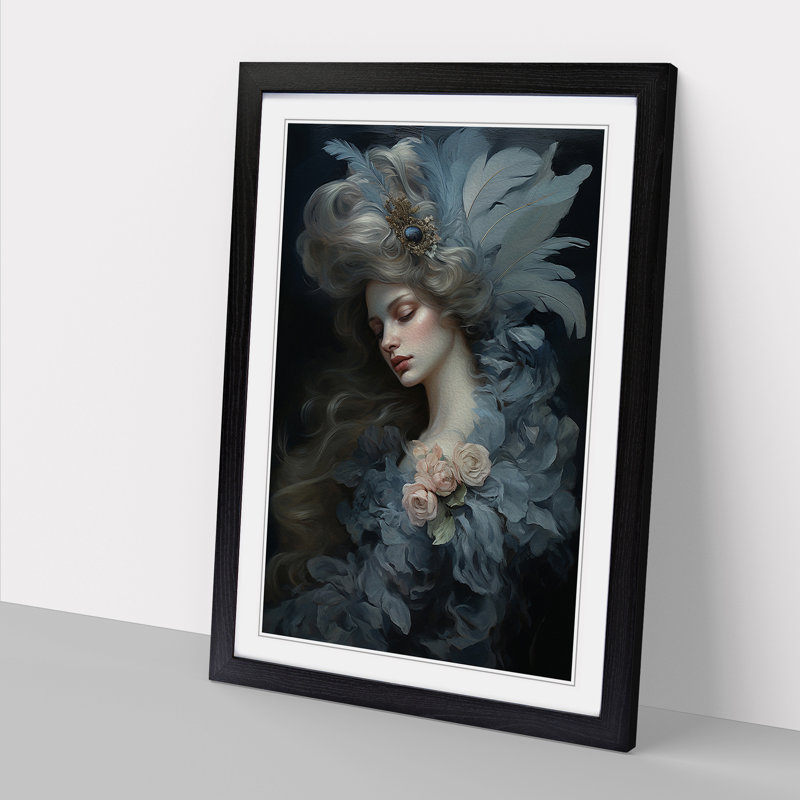 Feather Rococo - Framed Print, Black, 64cm H x 46cm W x 2cm D