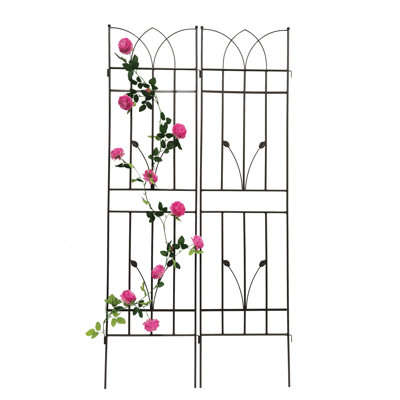 Metal Garden Trellis 71"X17.7" Brown, Rust-, Supports Grape, , Easy Assembly For Outdoor Trellis, Rustproof, Jasmine, Plant Support, Setup