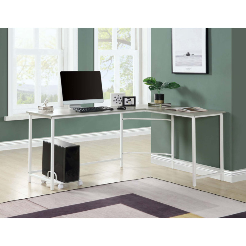 Bureau d'ordinateur en L avec construction durable et conception à bords biseautés pour les petites pièces