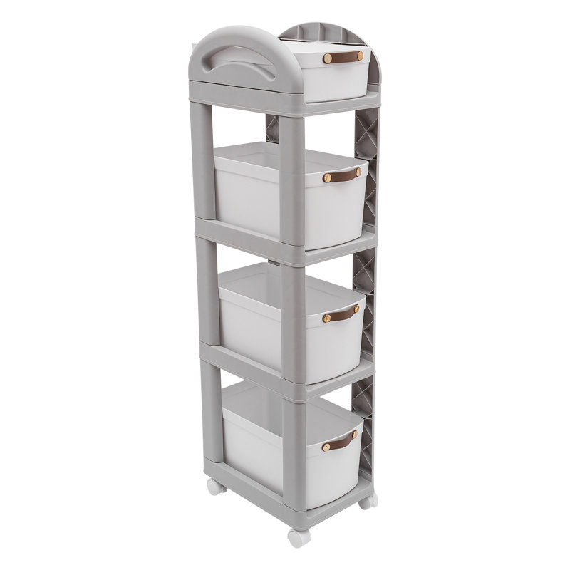  43.3'' H x 10'' W 4 Tier Storage Rack with Wheels