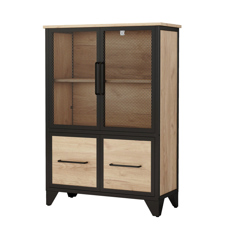 Unité de rangement à 4 portes en fer avec tablette réglable, détails en métal noir, pour les portes d'armoire sophistiquées et les pieds, un bon choix