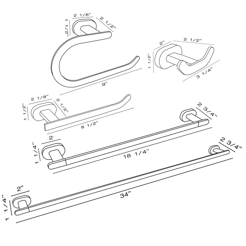 Moscow 5 - Piece Bathroom Hardware Set
