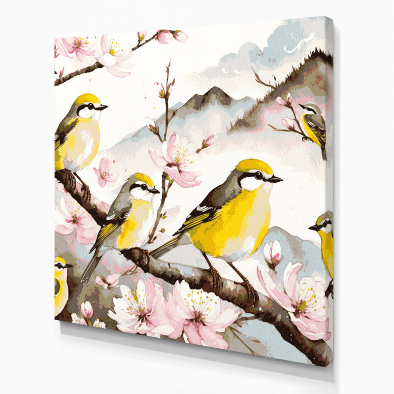 Oiseaux japonais, H 8 po x l 8 po