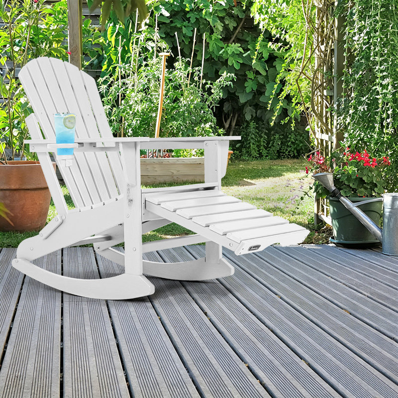 Chaise Adirondack pliante et berçante en plastique / résine avec repose-pieds, Blanc