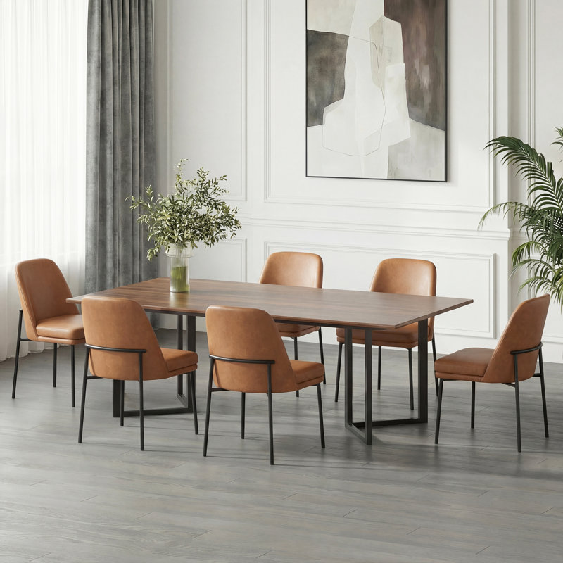 Upholstered Parsons Side Chair Dining Chair, L-Brown