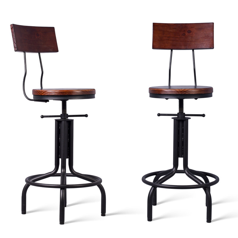 Jaquail Swivel Adjustable Height Counter Stool with Metal Frame