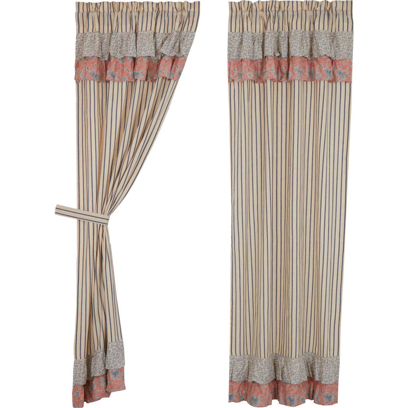 Paire de rideaux obscurcissant avec passe-tringle Louann, Bleu marine / crème / rose cendré, l 40 po x L 84 po