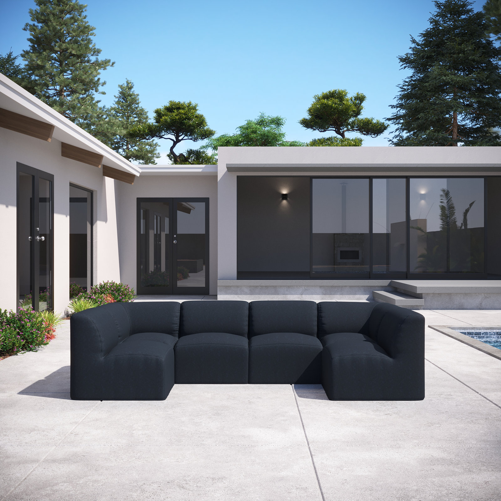 Praia 6-Person Sunbrella® Patio Seating Group, Canvas Navy Sunbrella® Canvas