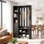 Cloison 70 po x 70,87 po avec banc et portemanteau, cloison autoportante en bois, noir