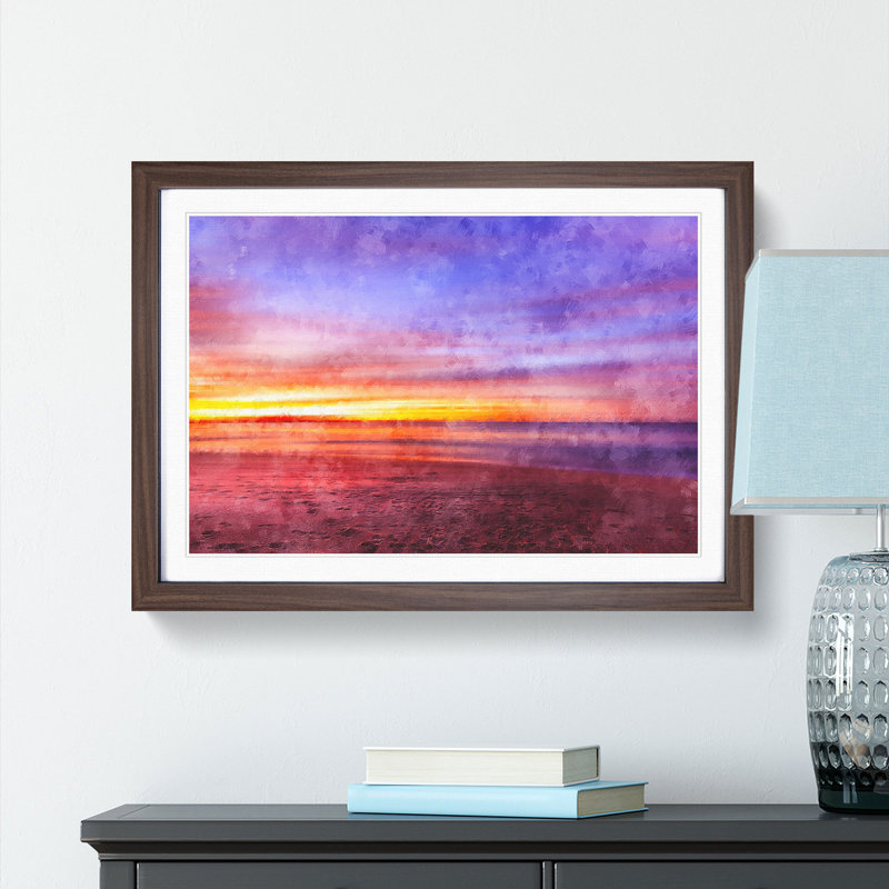 Sydney Beach - Picture Frame Painting Print, 24cm H x 33cm W x 2cm D, Walnut Framed