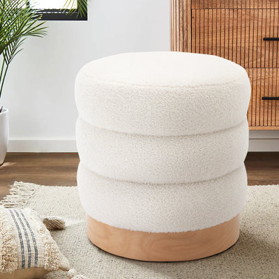 Carra 18'' Wide Round Upholstered Pouf Ottoman