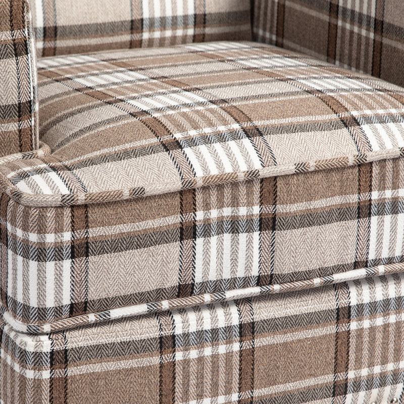 Fauteuil d'appoint en mélange de coton rétro avec garniture cloutée pour le salon et la chambre à coucher, Brun