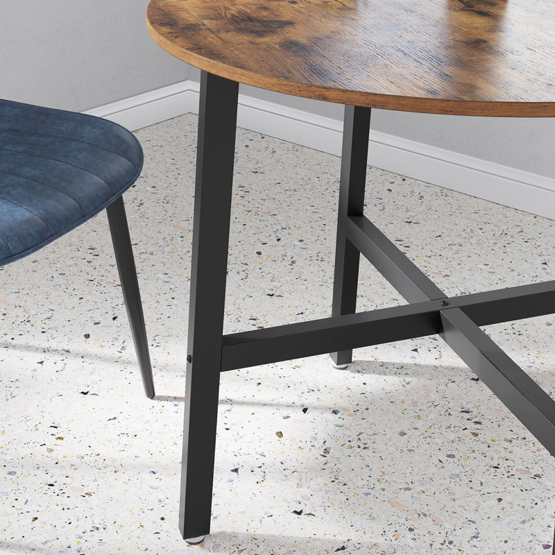 Brillion Round Metal Base Dining Table, Rustic Brown