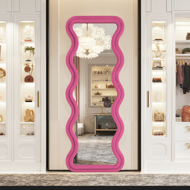 Miroir pleine grandeur ondulé, Rose millennial