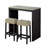 Two-Tone Design Transitional Black 3Pc Dining Set Table 2 X Dining Stools