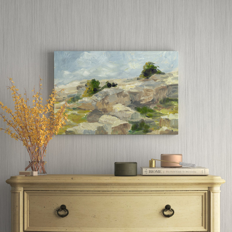 'Impasto Mountainside I' by Ethan Harper - Painting, 81cm H x 122cm W, Black Floater Framed