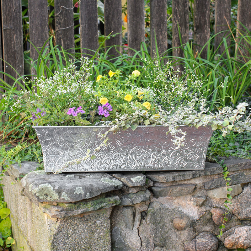 Handmade Metal Railing Planter, Galvanized Steel